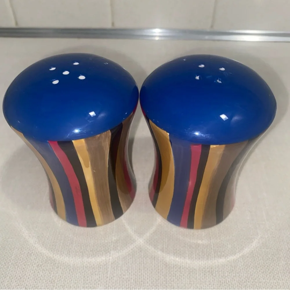Vintage 2004 Enesco By Erin Donell Salt & Pepper Shakers‎ Set Of 2 Multi Striped